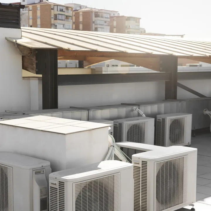 Air conditioning units on a commercial rooftop